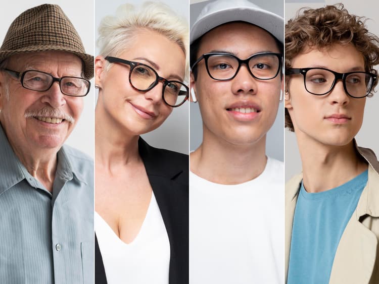 People wearing glasses at Malik & Collins Opticians
